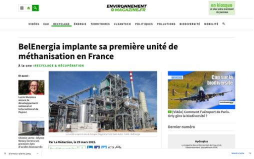 BelEnergia implante sa première unité de méthanisation en France